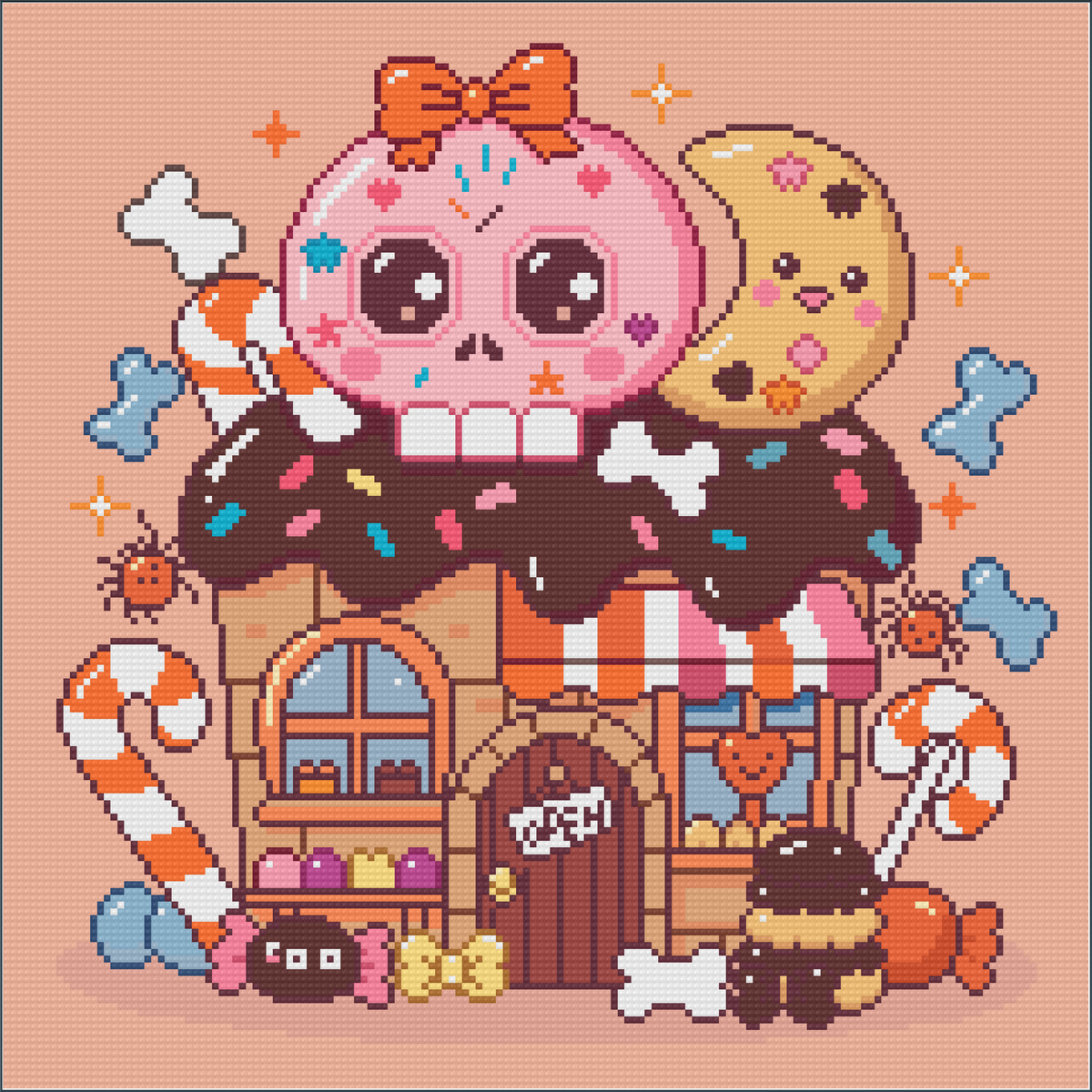 Sugar Skull Sweet Shop (FD+AB) 40x40cm 🔘🔲 | Diamond Painting Kit