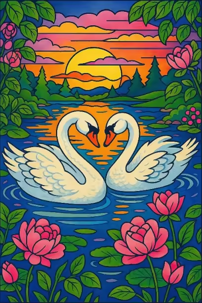 Sunset Serenade Swans (2FD+2AB+2Metallic)