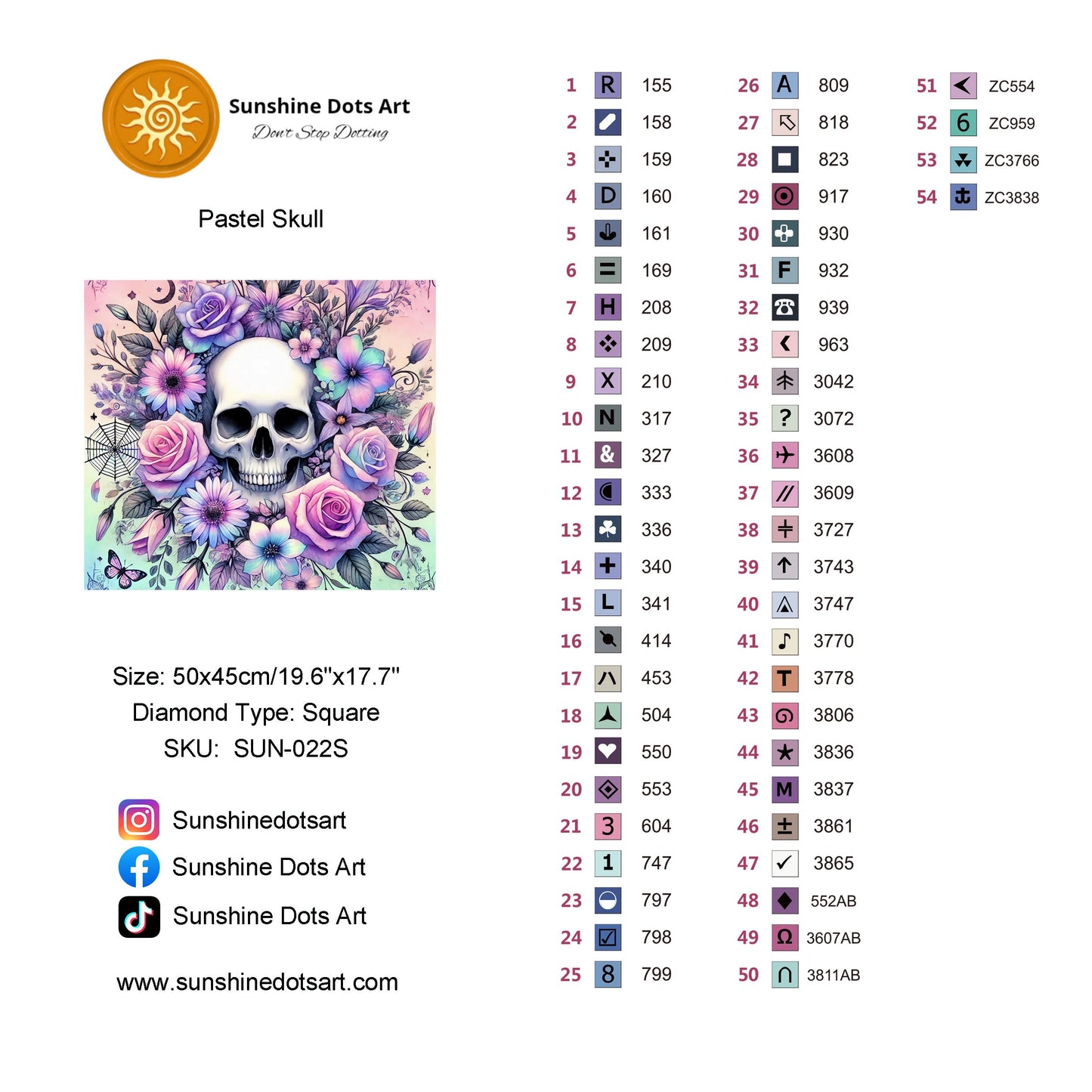 Pastel Skull Garden (FD+AB) 50x45cm ππ²