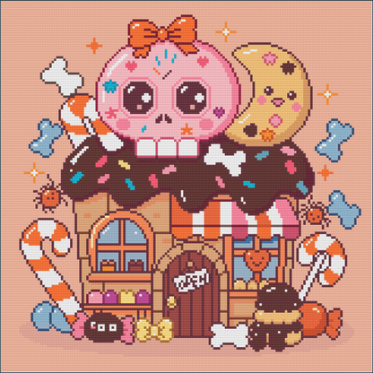 Sugar Skull Sweet Shop (FD+AB) 40x40cm 🔘🔲 | Diamond Painting Kit