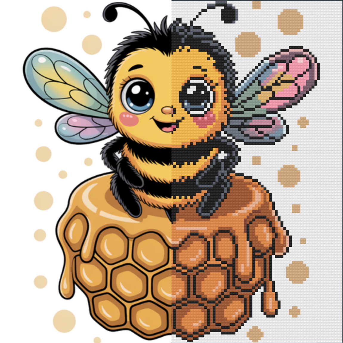 Honey Bee Sweetie (FD+AB) 30x30cm 🔘🔲 | Diamond Painting Kit