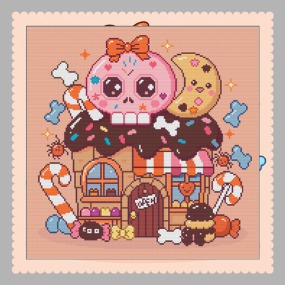 Sugar Skull Sweet Shop (FD+AB) 40x40cm 🔘🔲 | Diamond Painting Kit