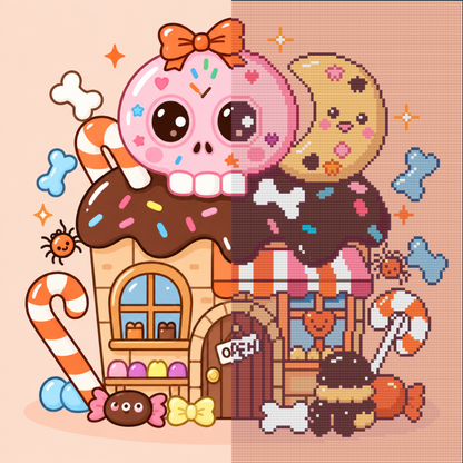 Sugar Skull Sweet Shop (FD+AB) 40x40cm 🔘🔲 | Diamond Painting Kit