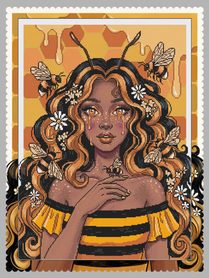 Melina, Queen of Honey (FD+AB) 50X70cm 🔘🔲 | Diamond Painting Kit