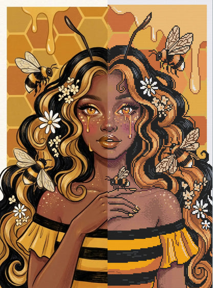 Melina, Queen of Honey (FD+AB) 50X70cm 🔘🔲 | Diamond Painting Kit