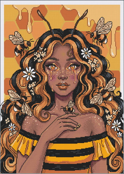 Melina, Queen of Honey (FD+AB) 50X70cm 🔘🔲 | Diamond Painting Kit