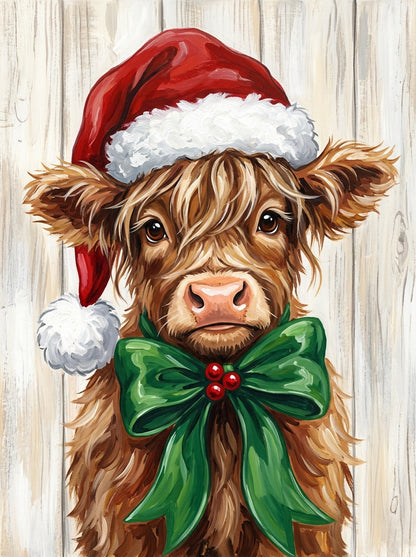Merry Moo Christmas  (FD+AB) 50X70cm 🔘🔲 | Diamond Painting Kit