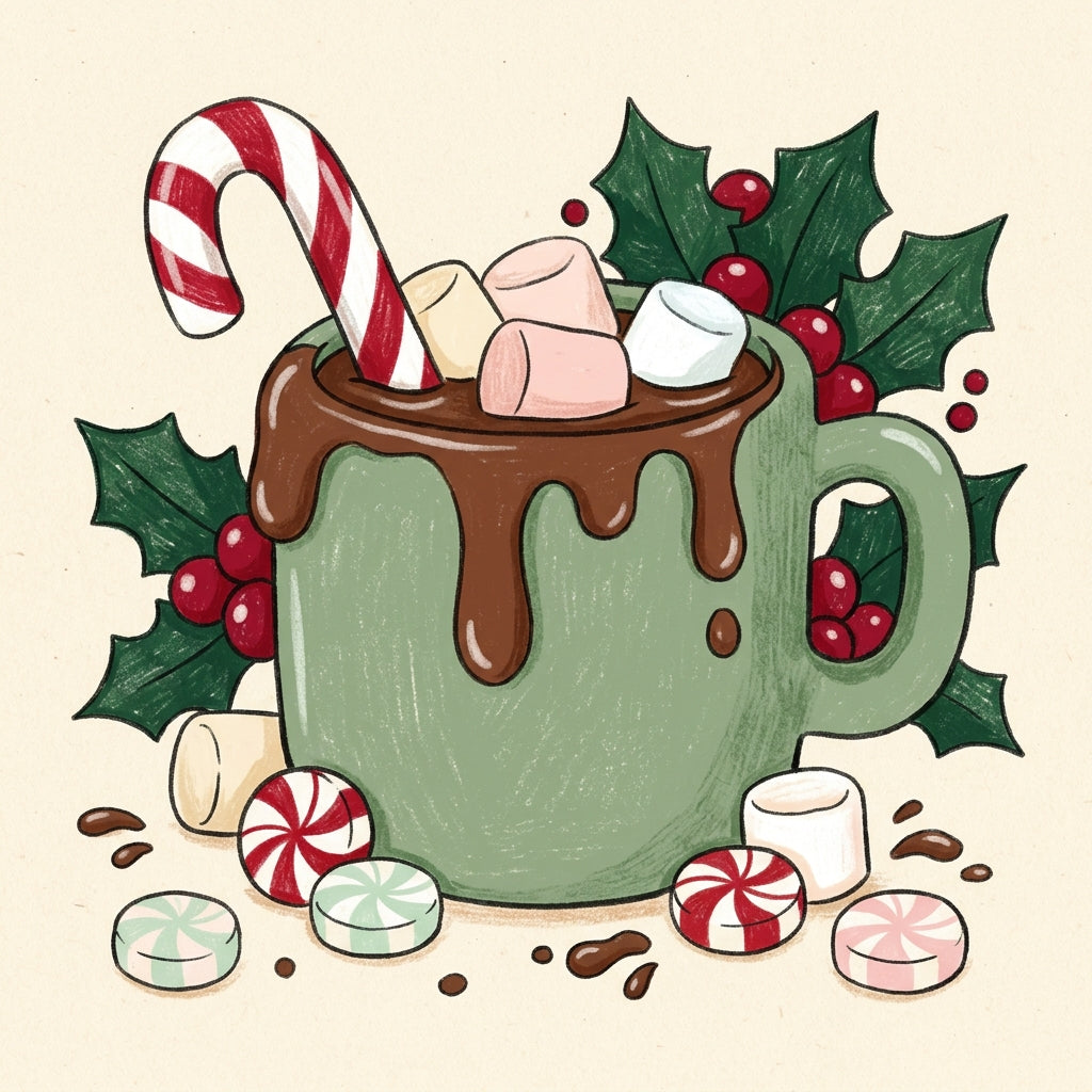 Peppermint Cocoa (FD+AB) 40x40cm 🔘🔲 | Diamond Painting Kit
