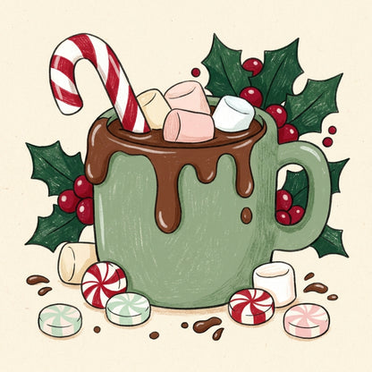 Peppermint Cocoa (FD+AB) 40x40cm 🔘🔲 | Diamond Painting Kit