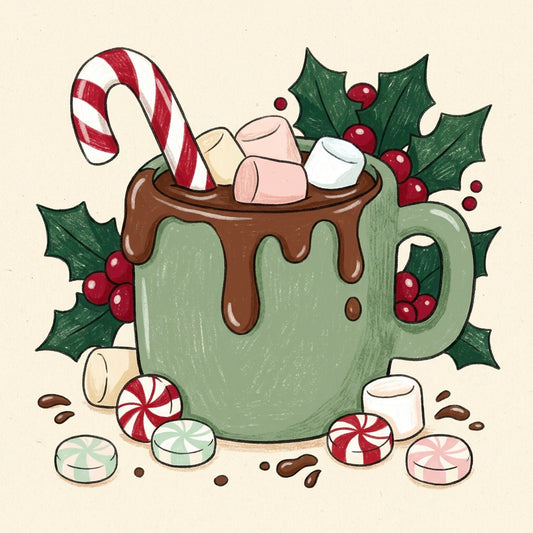 Peppermint Cocoa (FD+AB) 40x40cm 🔘🔲 | Diamond Painting Kit