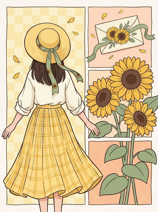 Sunflower Daydreams  (FD+AB) 50X70cm 🔘🔲 | Diamond Painting Kit