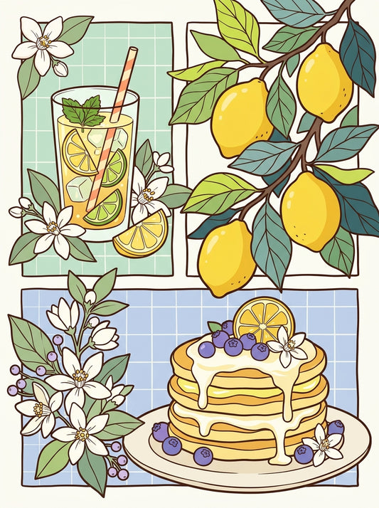 Lemon & Blueberry Bliss (FD+AB) 50X70cm 🔘🔲 | Diamond Painting Kit