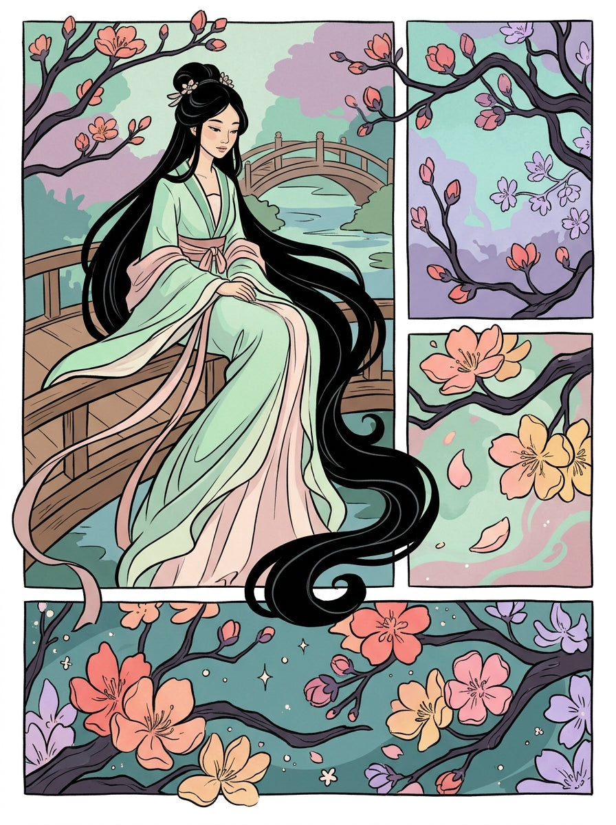 Whispers of Sakura (FD+AB) 50X70cm 🔘🔲 | Diamond Painting Kit