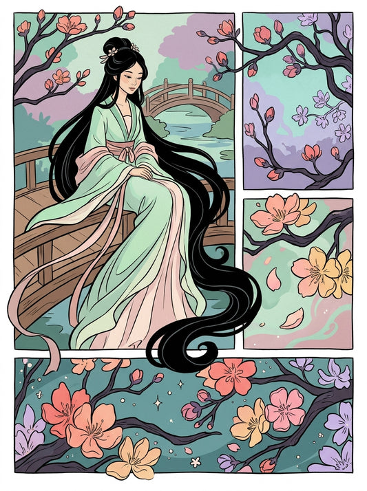 Whispers of Sakura (FD+AB) 50X70cm 🔘🔲 | Diamond Painting Kit