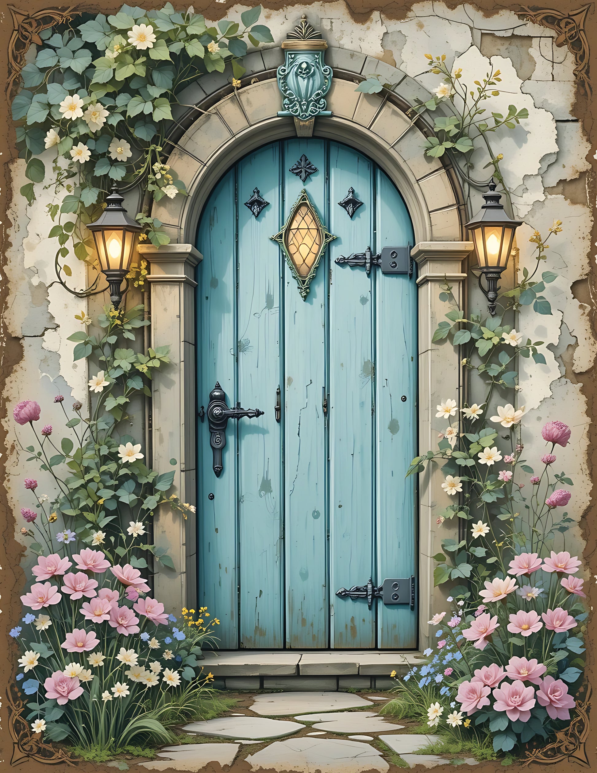 pothead secret garden door The Secret Garden Door (FD+AB) 45x60cm ππ² β Sunshine Dots Art