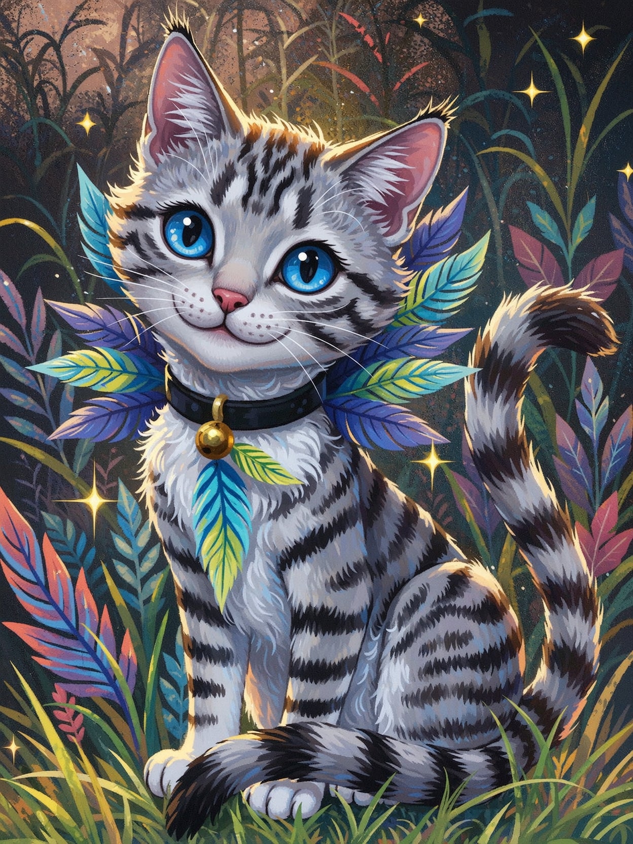 Midnight Meadow Kitty (FD+AB) 50x60cm 🔘🔲