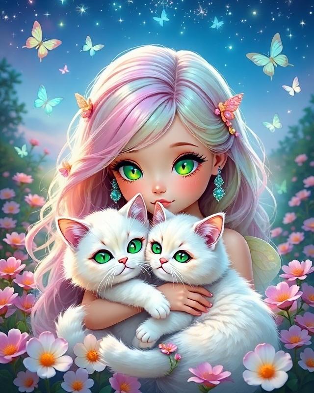 Starlit Fairy & Her Snowy Cats (FD +AB)