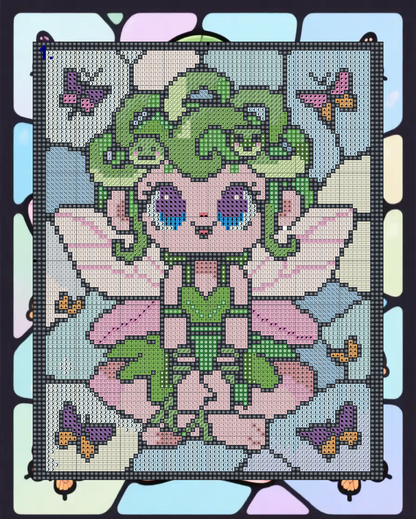MINI – Stained Glass Garden Fairy (100% FD) 20x25cm 🔲