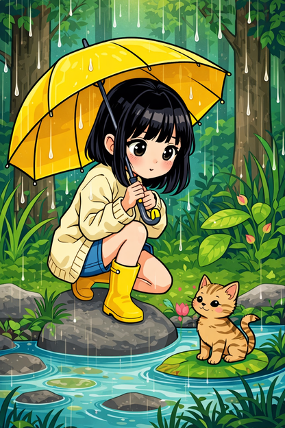 Rainy Day Friend (FD + AB) 50×70cm 🔘🔲