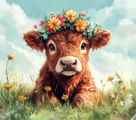 Floral Crown Highland Calf (FD) 50×50cm 🔘🔲
