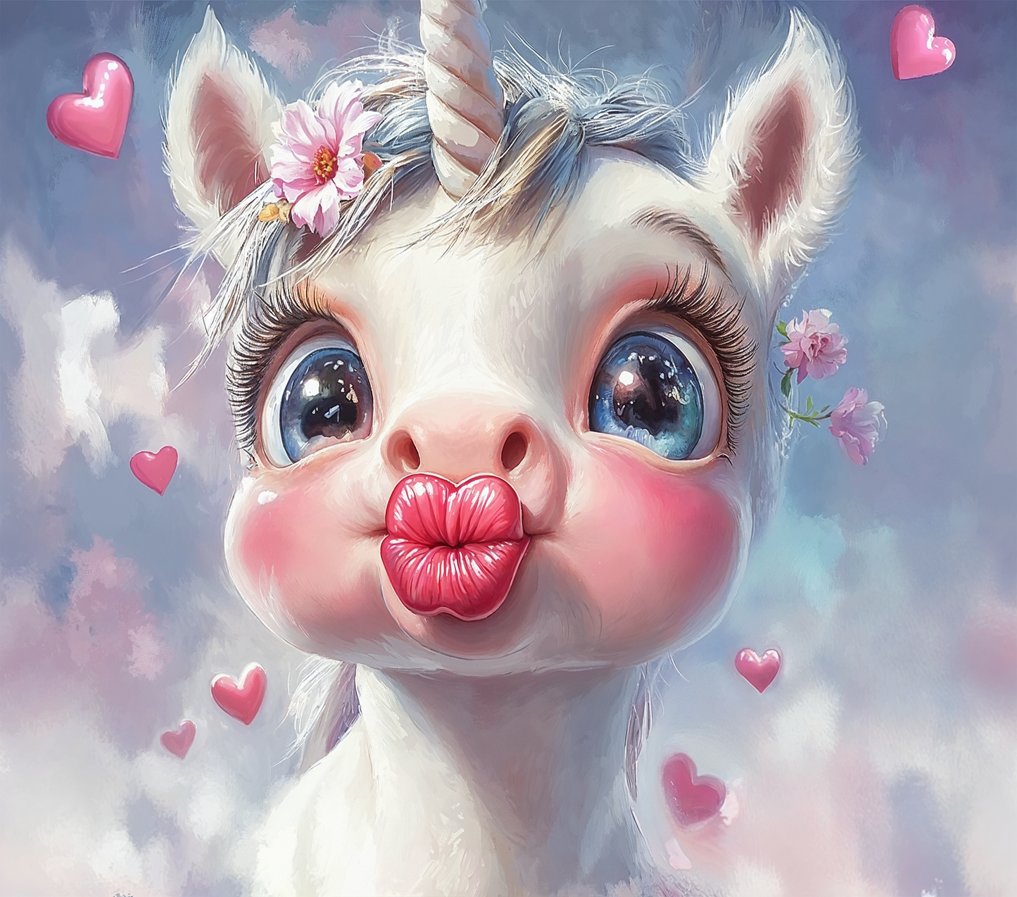 Kiss Me Unicorn (FD+AB) 50×50cm 🔘🔲