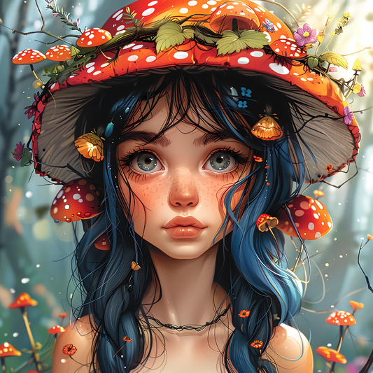 Enchanted Mushroom Maiden (FD+AB) 60×60cm 🔘🔲