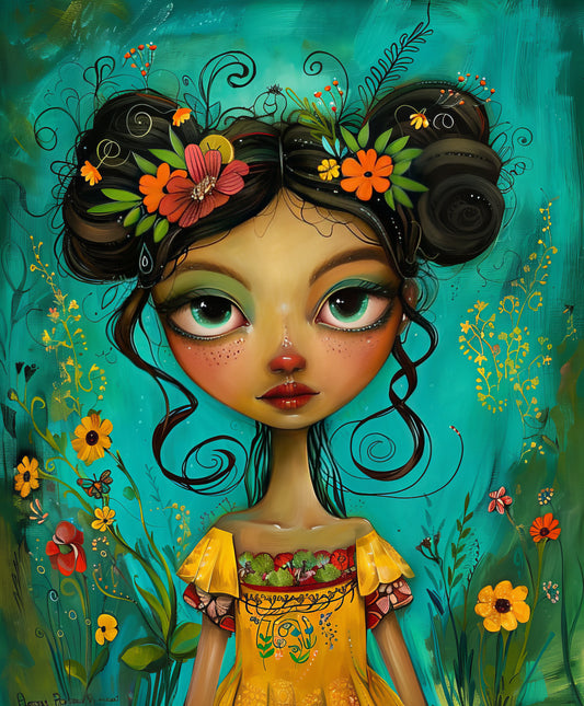 Whimsical Garden Girl (FD+AB) 50x65cm 🔘🔲