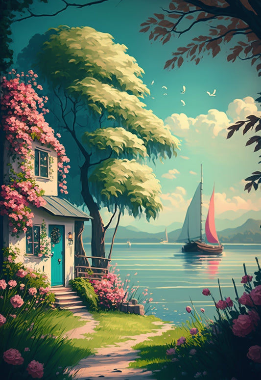 Coastal Bloom Cottage (FD+AB) 50x65cm 🔘🔲