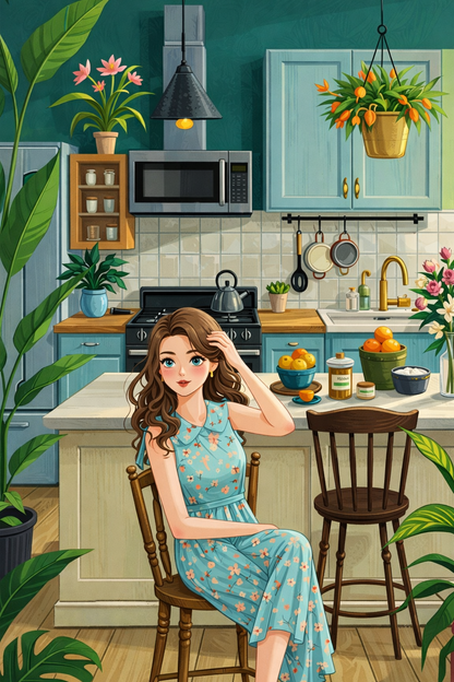 Morning Kitchen Moments (FD+AB) 50x65cm 🔘🔲