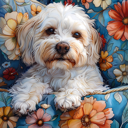 Floral Pup Serenity (FD+AB) 50x50cm 🔘🔲