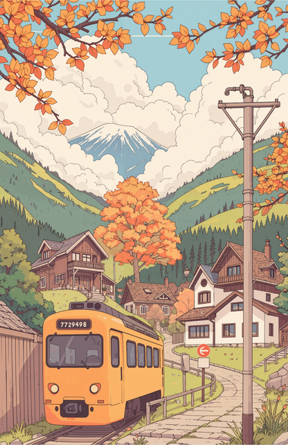Autumn Railway Village (FD+AB) 50x70cm 🔘🔲