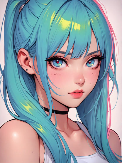 Neon Sky Girl (FD) 40x55cm 🔘🔲