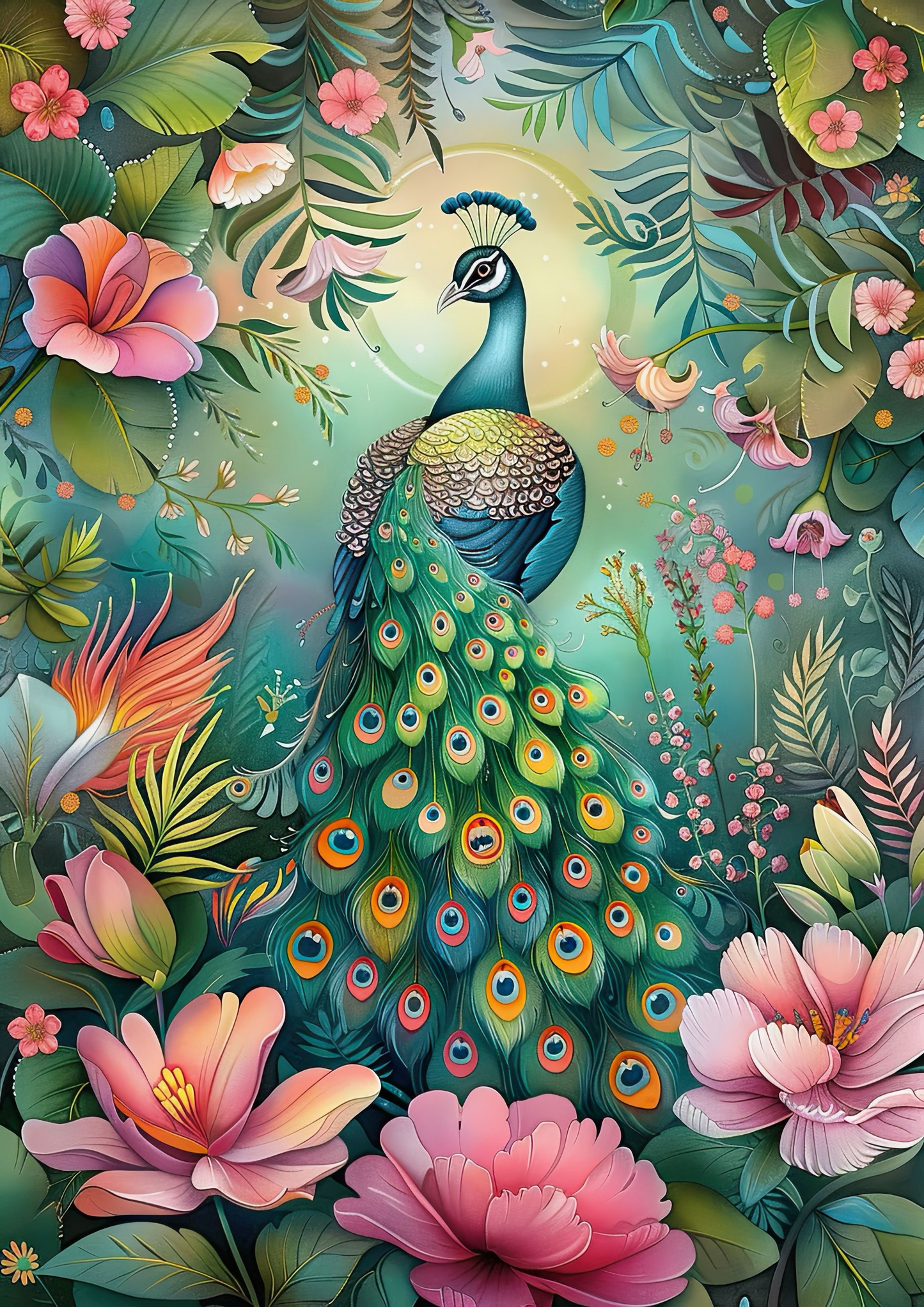 Emerald Garden Peacock (FD+AB) 50x65cm 🔘🔲
