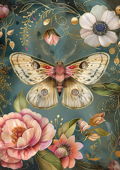 Golden Garden Moth (FD+AB) 50x65cm 🔘🔲