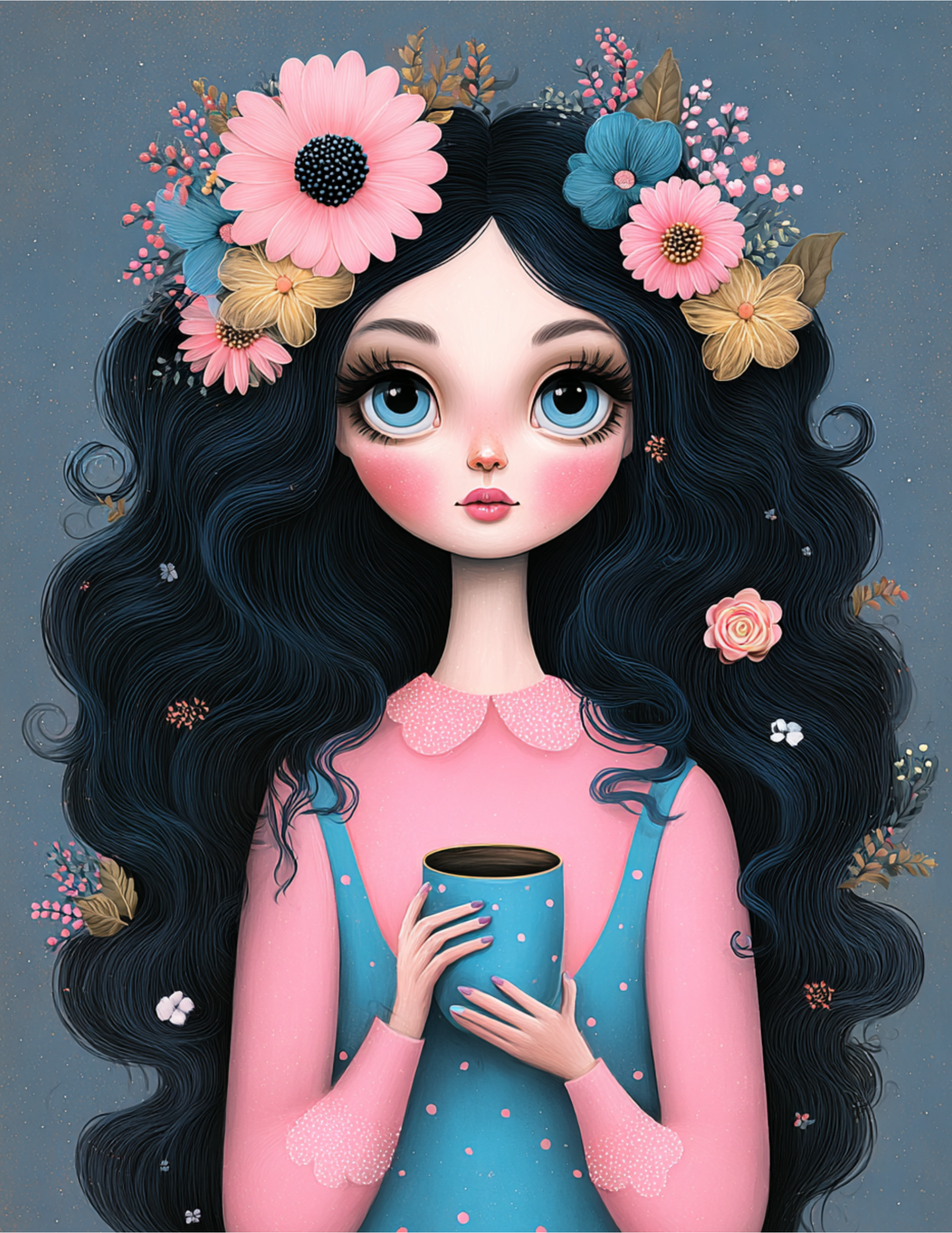 Blossom Coffee Girl (FD+AB) 60x80cm 🔘🔲
