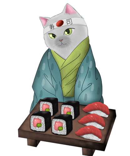 Sushi Sensei Cat (FD+AB) 30x40cm 🔘🔲
