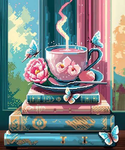 Butterfly Tea & Bookstack (4FD+3AB)