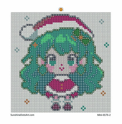 MINI - Christmas Girls (AB+FD) 15x15cm - Square Drills
