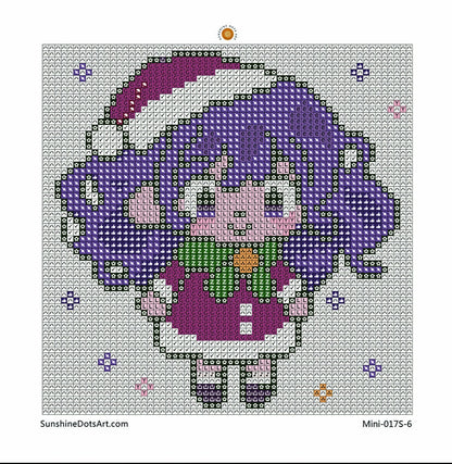 MINI - Christmas Girls (AB+FD) 15x15cm - Square Drills