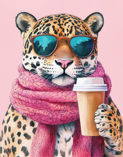 Cool Leopard Coffee (FD+AB) 50x65cm 🔘🔲