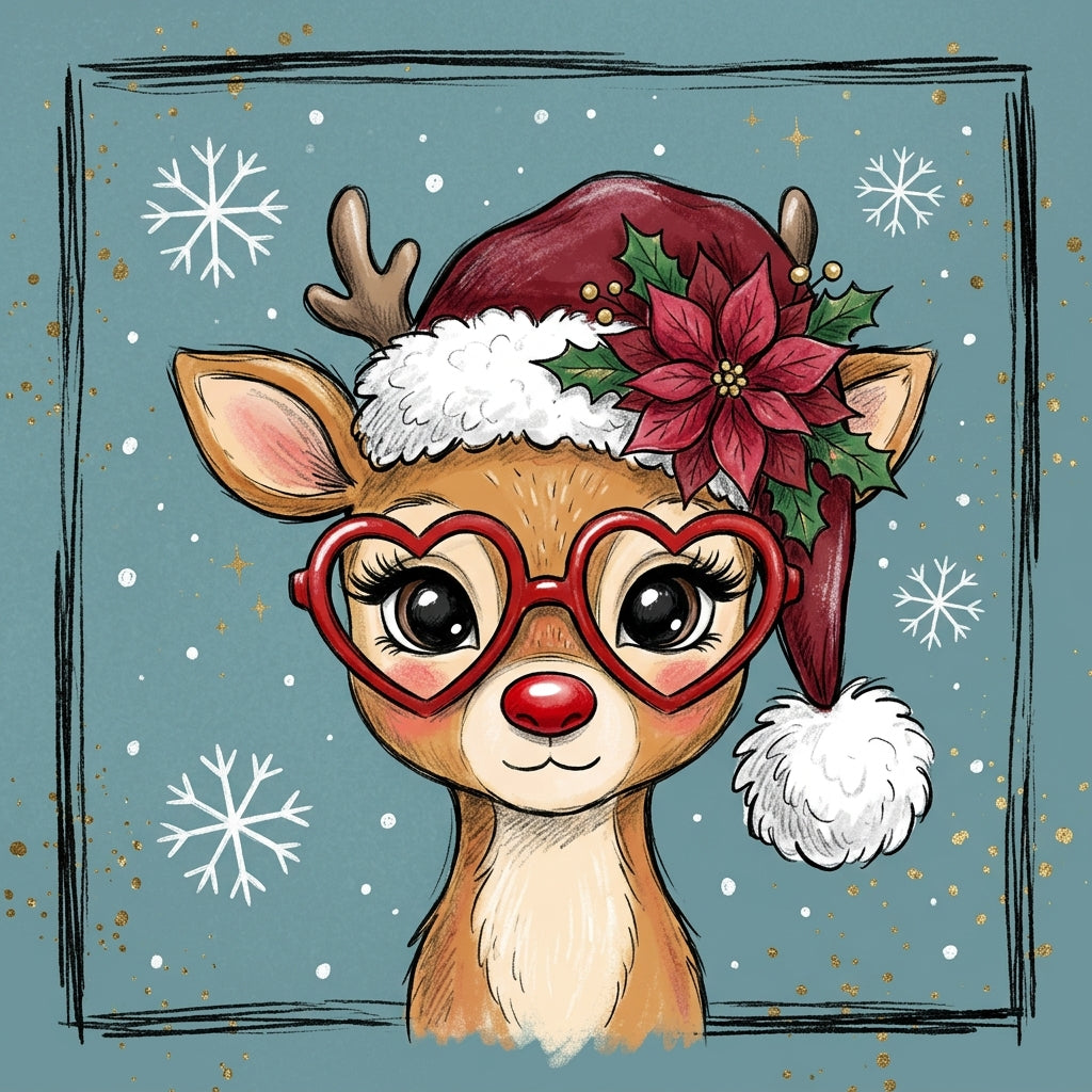Holly Jolly Sweetheart (FD+AB) 40x40cm 🔘🔲 | Diamond Painting Kit