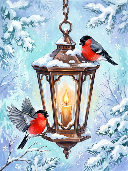 Winter's Gentle Glow (FD+AB) 50X70cm 🔘🔲 | Diamond Painting Kit