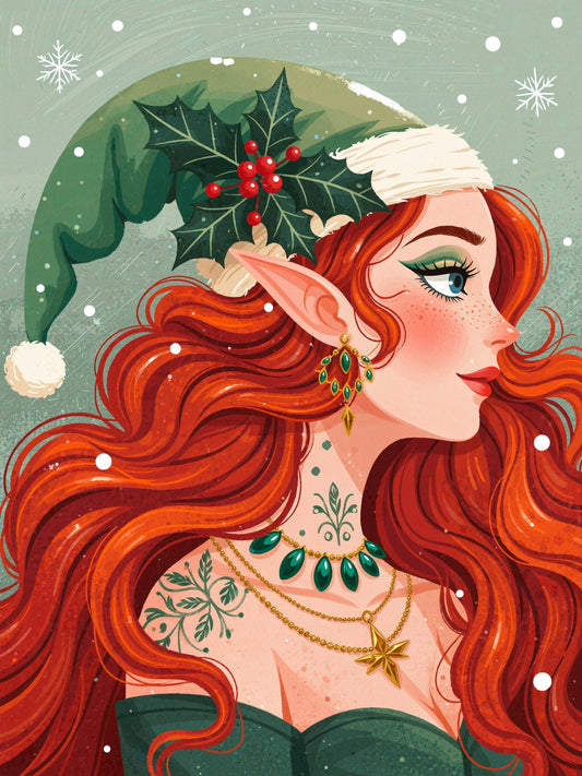 Yuletide Enchantress (FD+AB) 50X65cm 🔘🔲 | Diamond Painting Kit