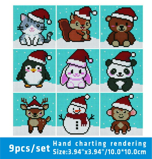 MINI - Christmas Animals (AB+FD) 10x10cm - Square Drills