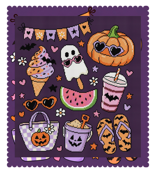 Spooky Summer Vibes (FD+AB) 40x50cm 🔘🔲 | Diamond Painting Kit