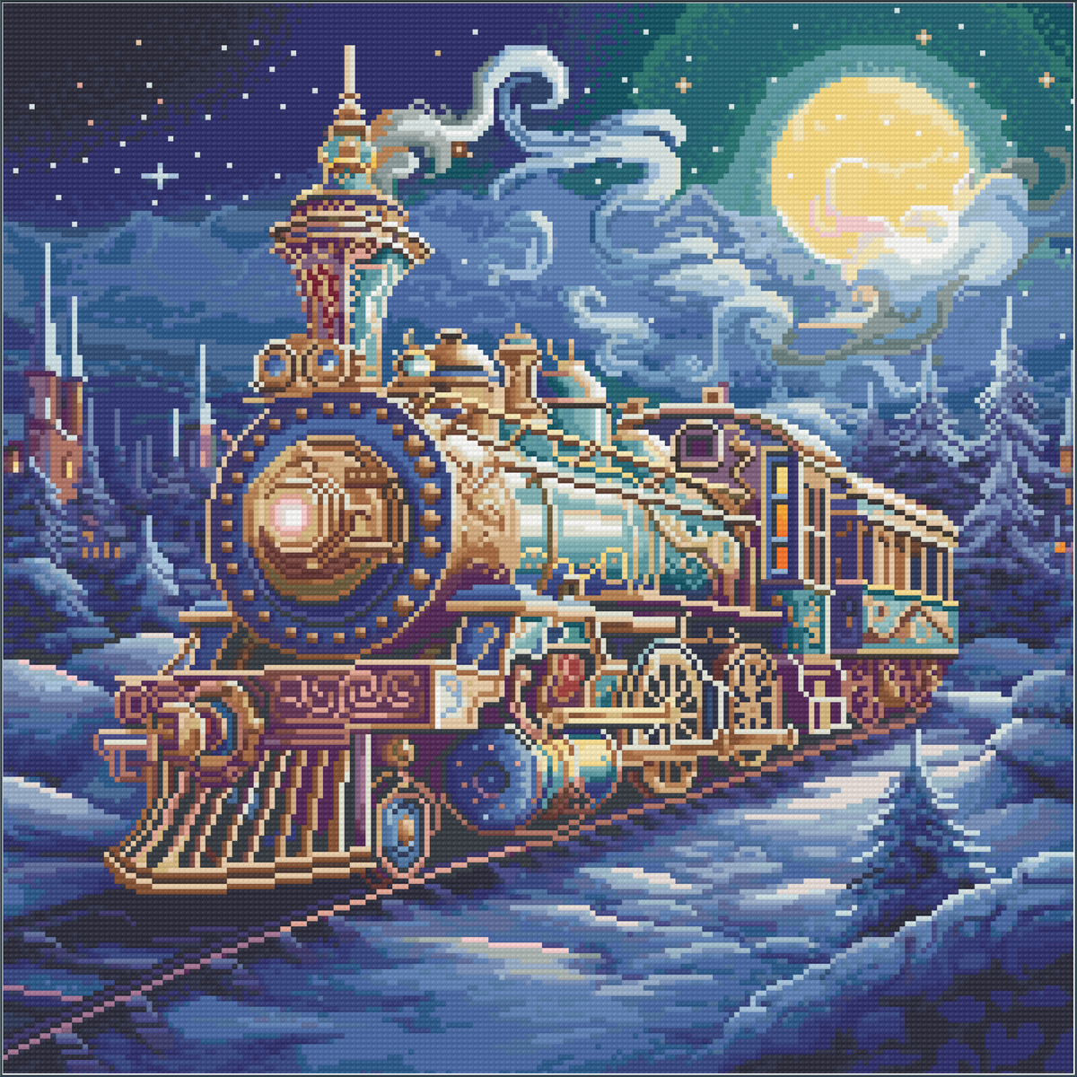 Whimsy Train Ride (FD+AB) 50x50cm 🔘🔲 | Diamond Painting Kit