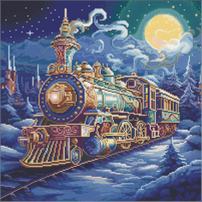 Whimsy Train Ride (FD+AB) 50x50cm 🔘🔲 | Diamond Painting Kit
