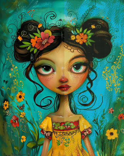 Whimsical Garden Girl (FD+AB) 50x60cm 🔘🔲