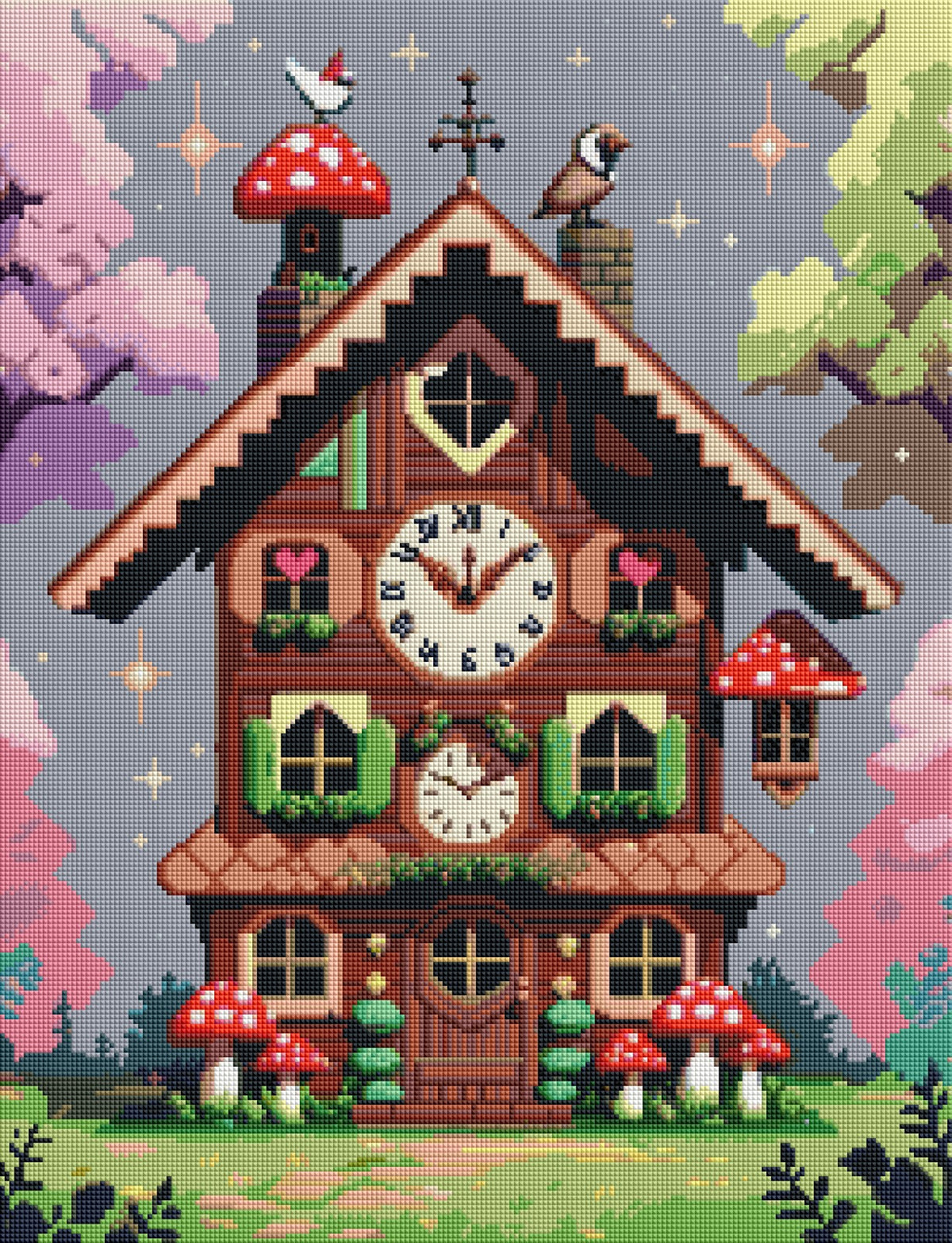 Whimsy Clock House (100% FD) 50x65cm 🔘🔲 | Diamond Painting Kit