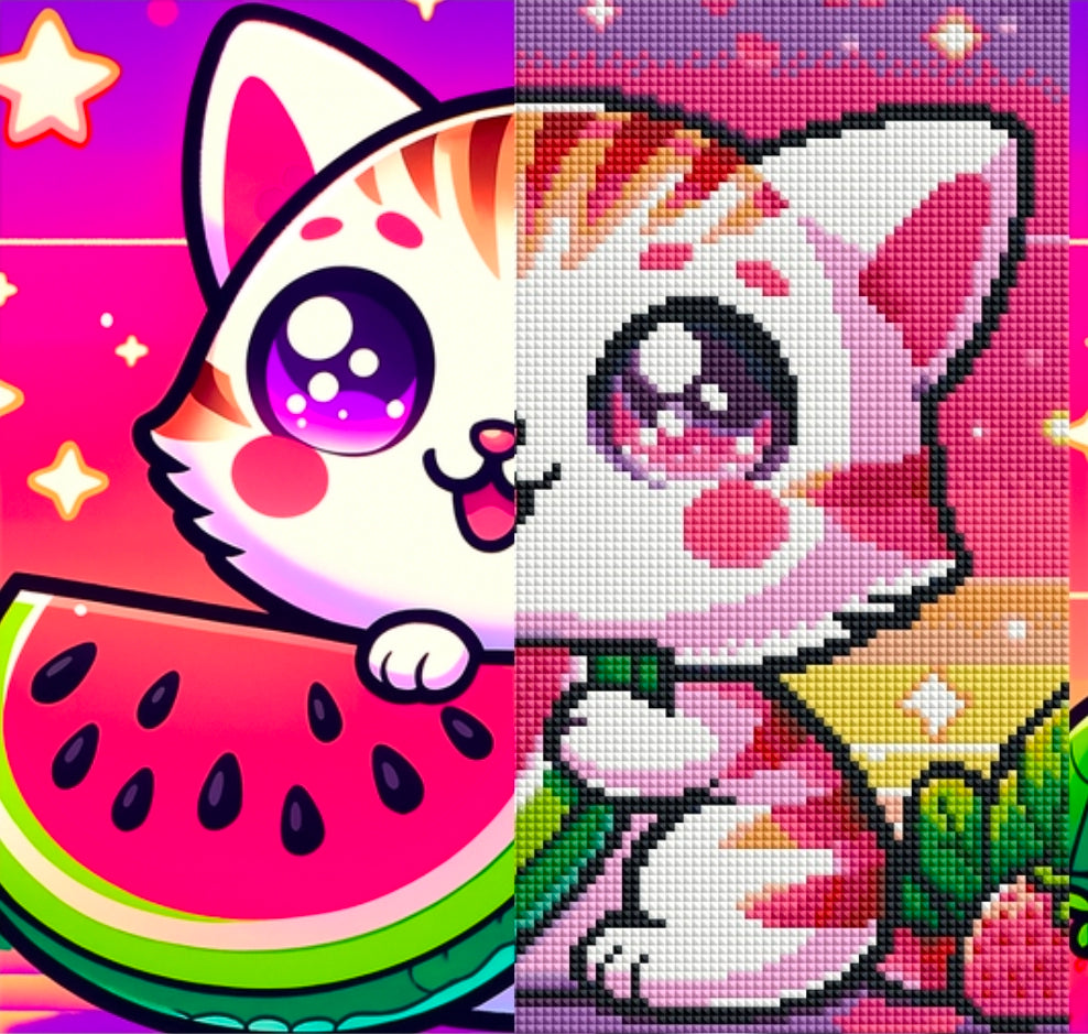 Melon Munchie Kitty (100% FD) 30x30cm 🔘🔲